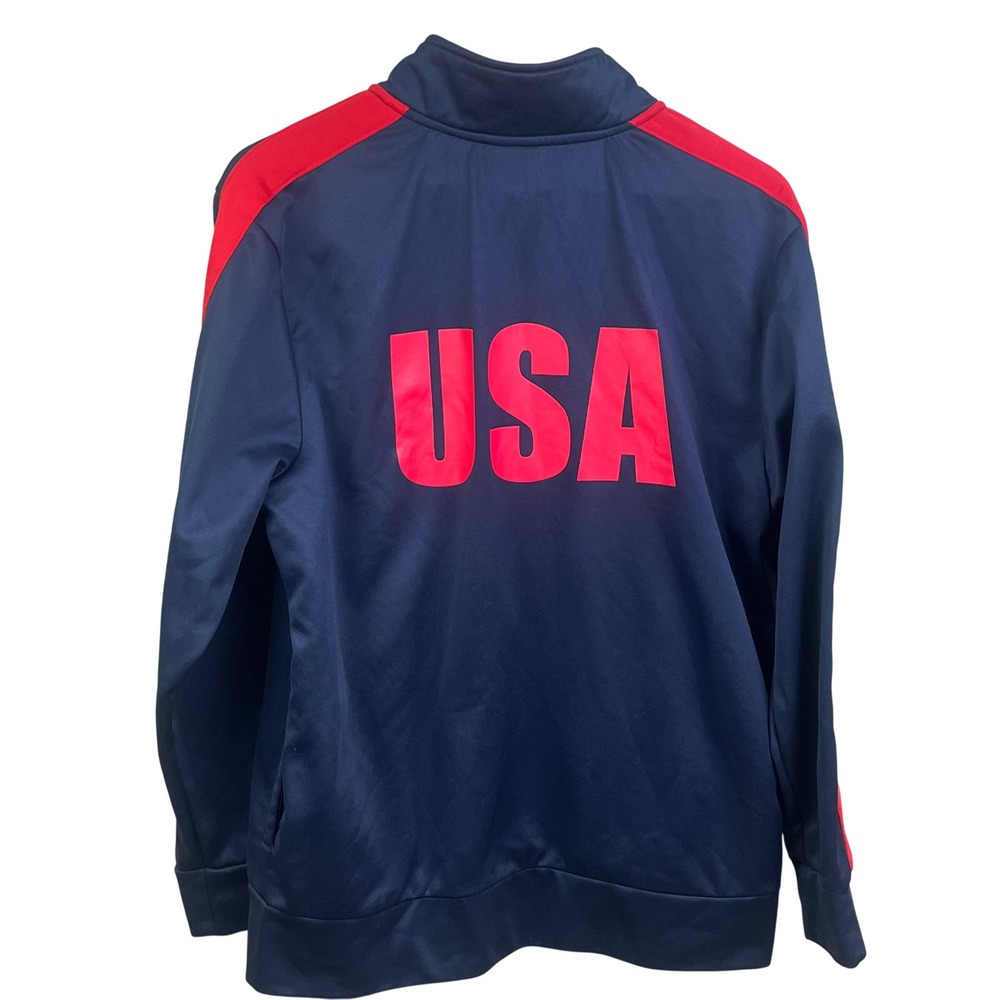 Striker Navy Blue Large Full Zip USA Americana Performance Track Sports Jacket